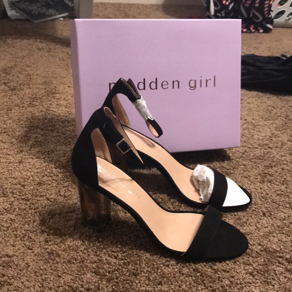 Madden Girl Black Ankle Strap Heels